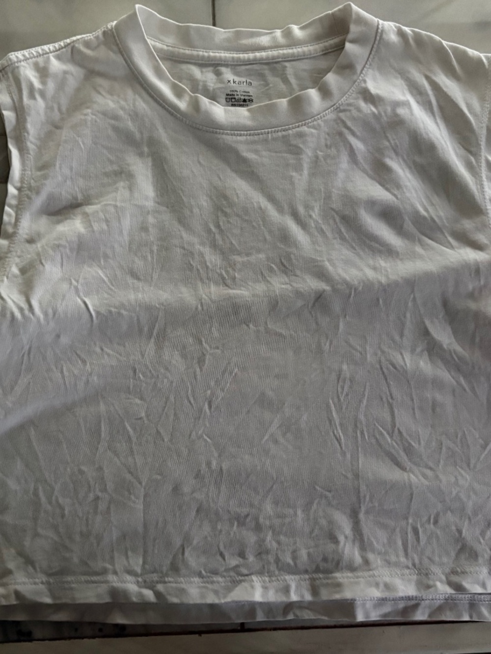 Karla X Hand White Cropped Muscle T-shirt Medium